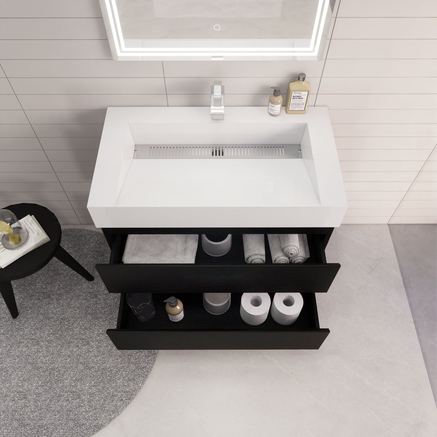 Monterey 36" Wall Mounted Bathroom Vanity with Reinforced Acrylic Integrated Sink Top