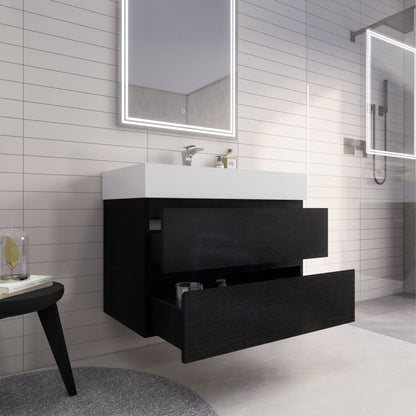 Monterey 36" Wall Mounted Bathroom Vanity with Reinforced Acrylic Integrated Sink Top