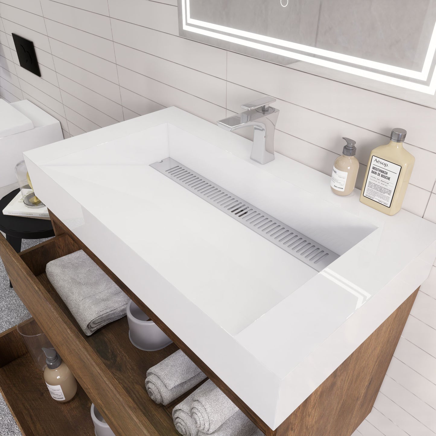 Monterey 36" Wall Mounted Bathroom Vanity with Reinforced Acrylic Integrated Sink Top