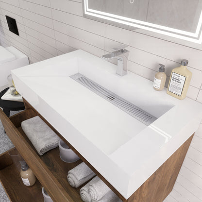 Monterey 36" Wall Mounted Bathroom Vanity with Reinforced Acrylic Integrated Sink Top