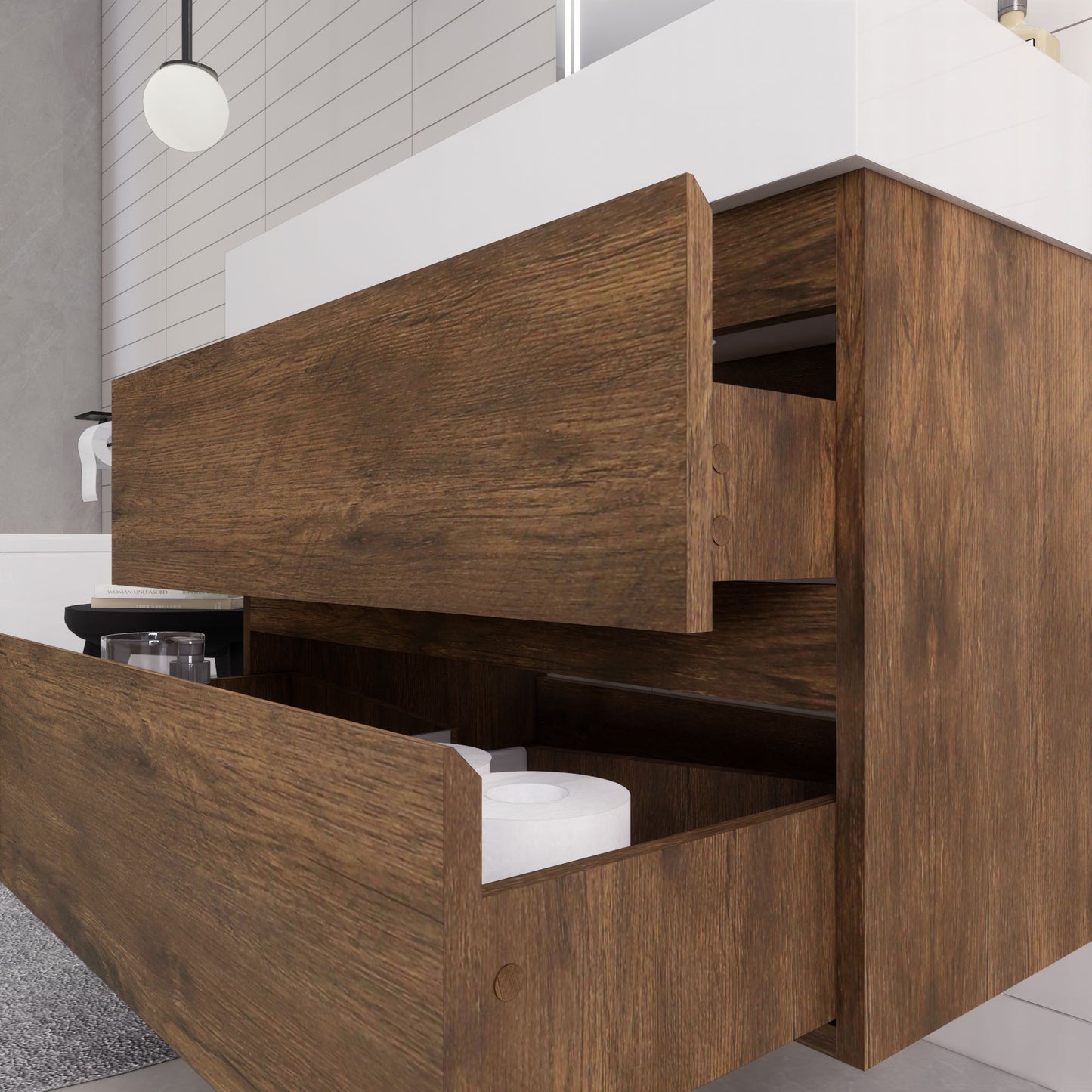 Monterey 36" Wall Mounted Bathroom Vanity with Reinforced Acrylic Integrated Sink Top