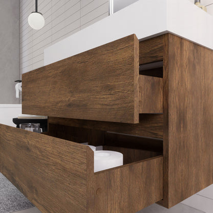 Monterey 36" Wall Mounted Bathroom Vanity with Reinforced Acrylic Integrated Sink Top