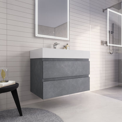 Monterey 36" Wall Mounted Bathroom Vanity with Reinforced Acrylic Integrated Sink Top
