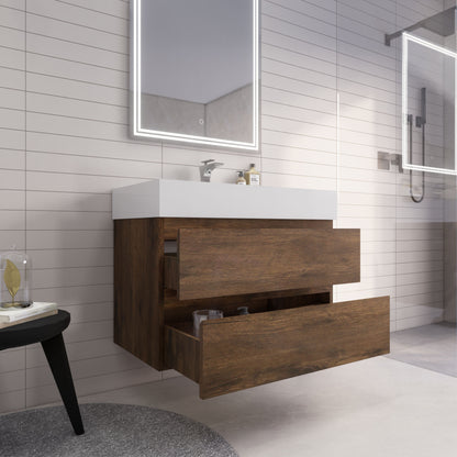 Monterey 36" Wall Mounted Bathroom Vanity with Reinforced Acrylic Integrated Sink Top