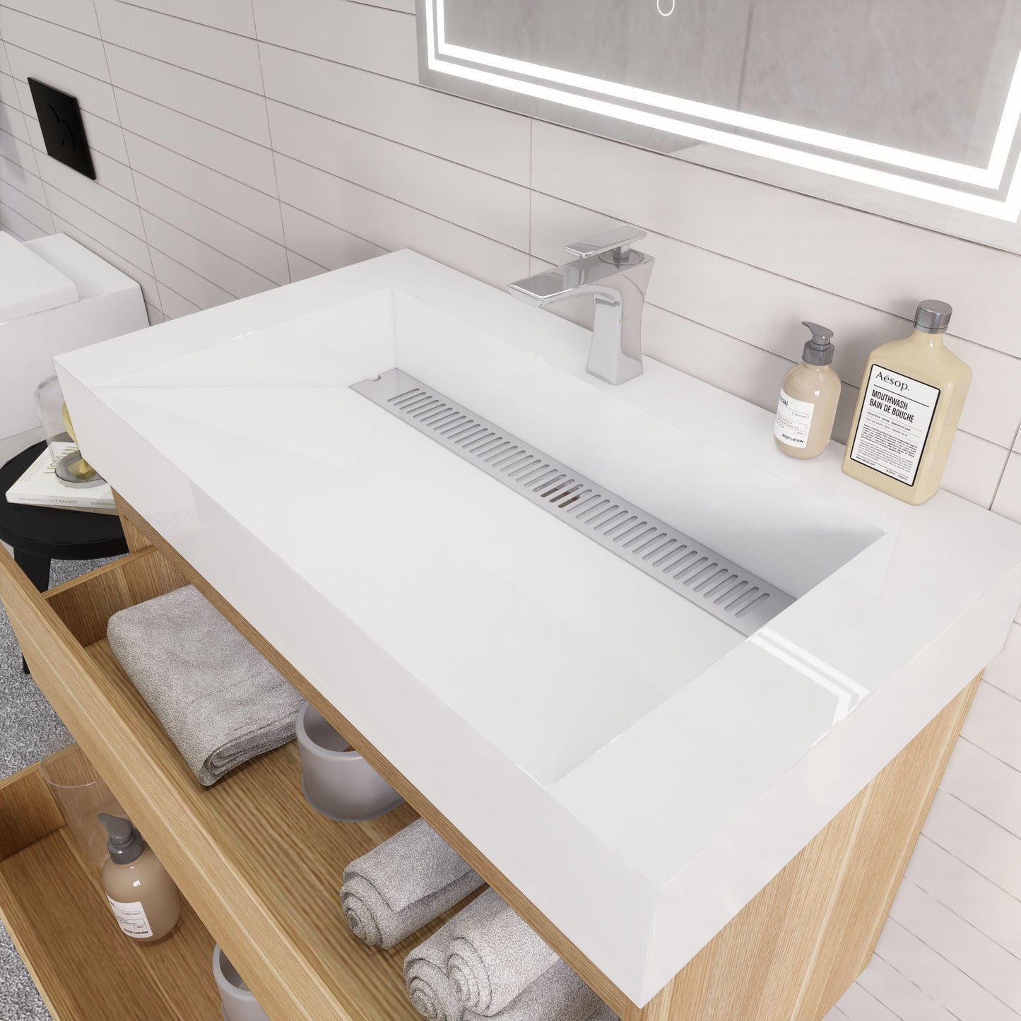 Monterey 36" Wall Mounted Bathroom Vanity with Reinforced Acrylic Integrated Sink Top