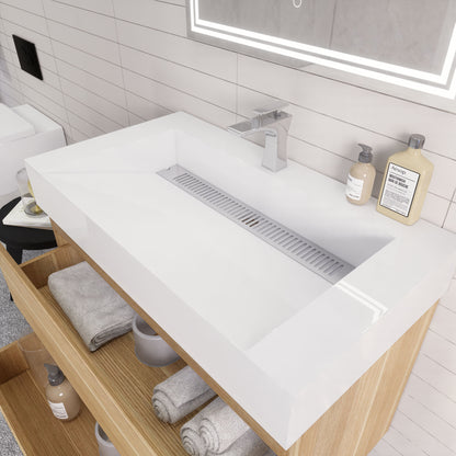 Monterey 36" Wall Mounted Bathroom Vanity with Reinforced Acrylic Integrated Sink Top