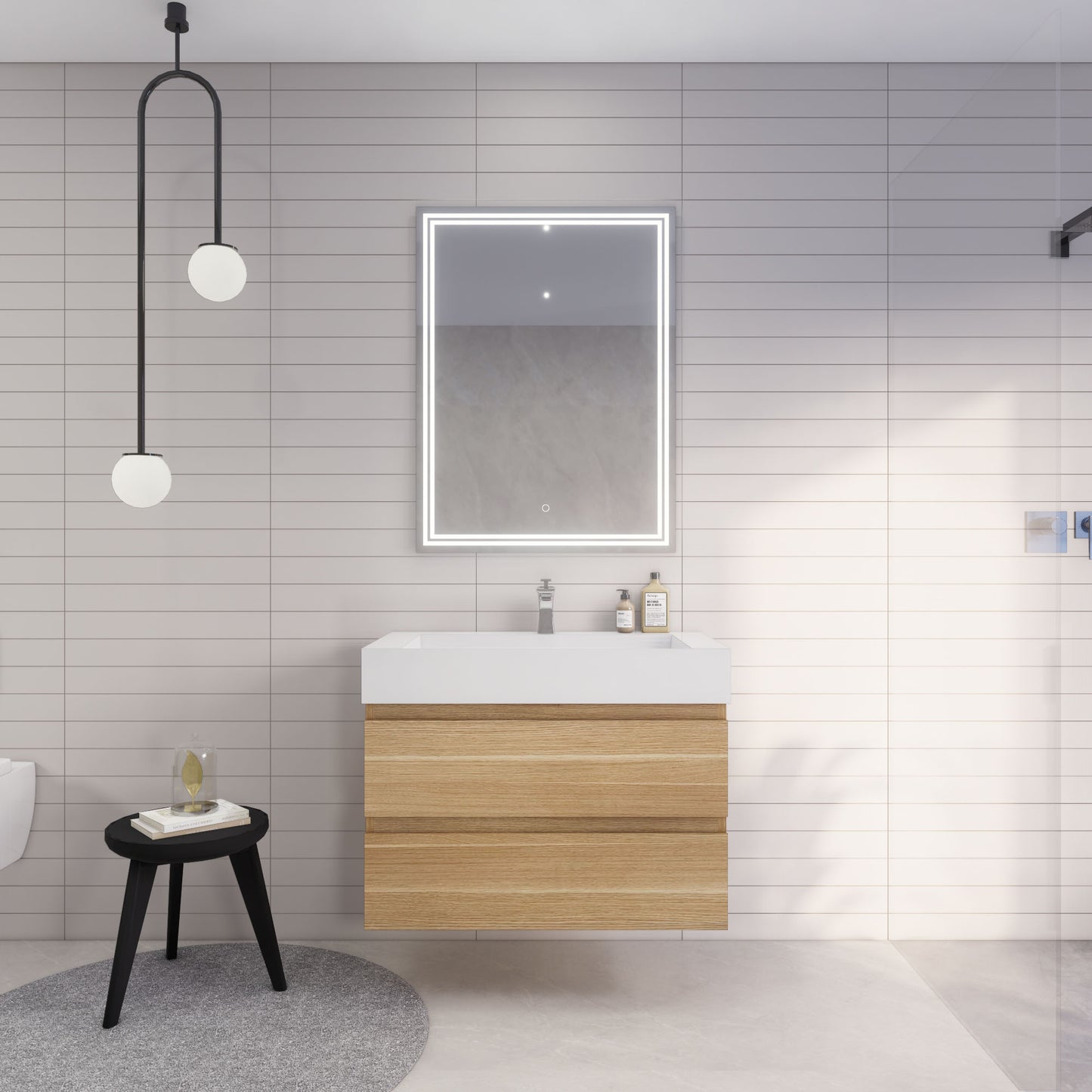 Monterey 36" Wall Mounted Bathroom Vanity with Reinforced Acrylic Integrated Sink Top