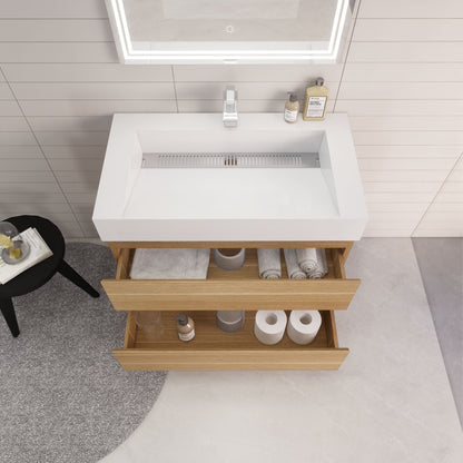 Monterey 36" Wall Mounted Bathroom Vanity with Reinforced Acrylic Integrated Sink Top