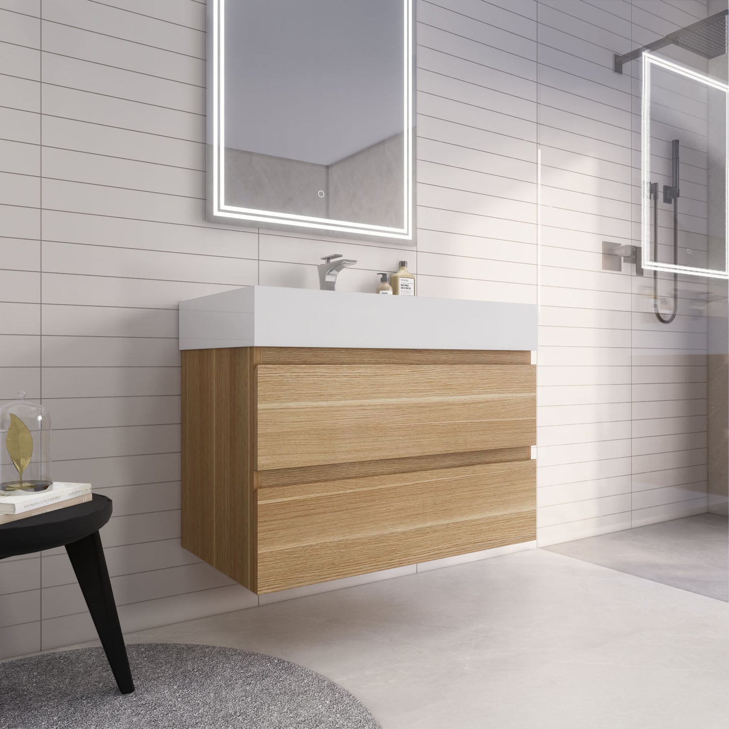 Monterey 36" Wall Mounted Bathroom Vanity with Reinforced Acrylic Integrated Sink Top