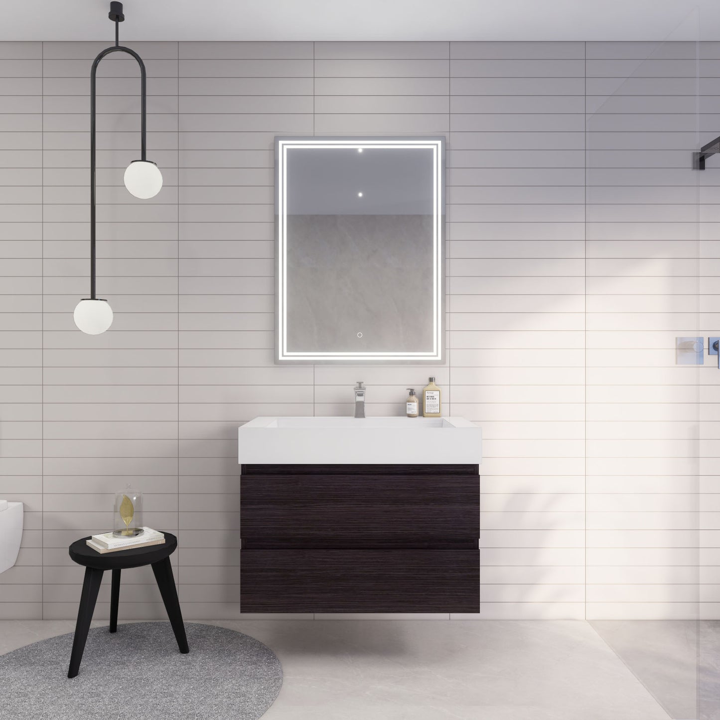 Monterey 36" Wall Mounted Bathroom Vanity with Reinforced Acrylic Integrated Sink Top