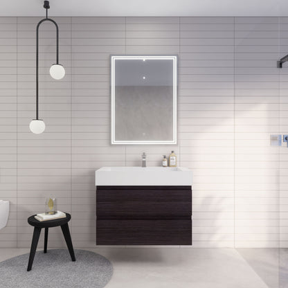 Monterey 36" Wall Mounted Bathroom Vanity with Reinforced Acrylic Integrated Sink Top