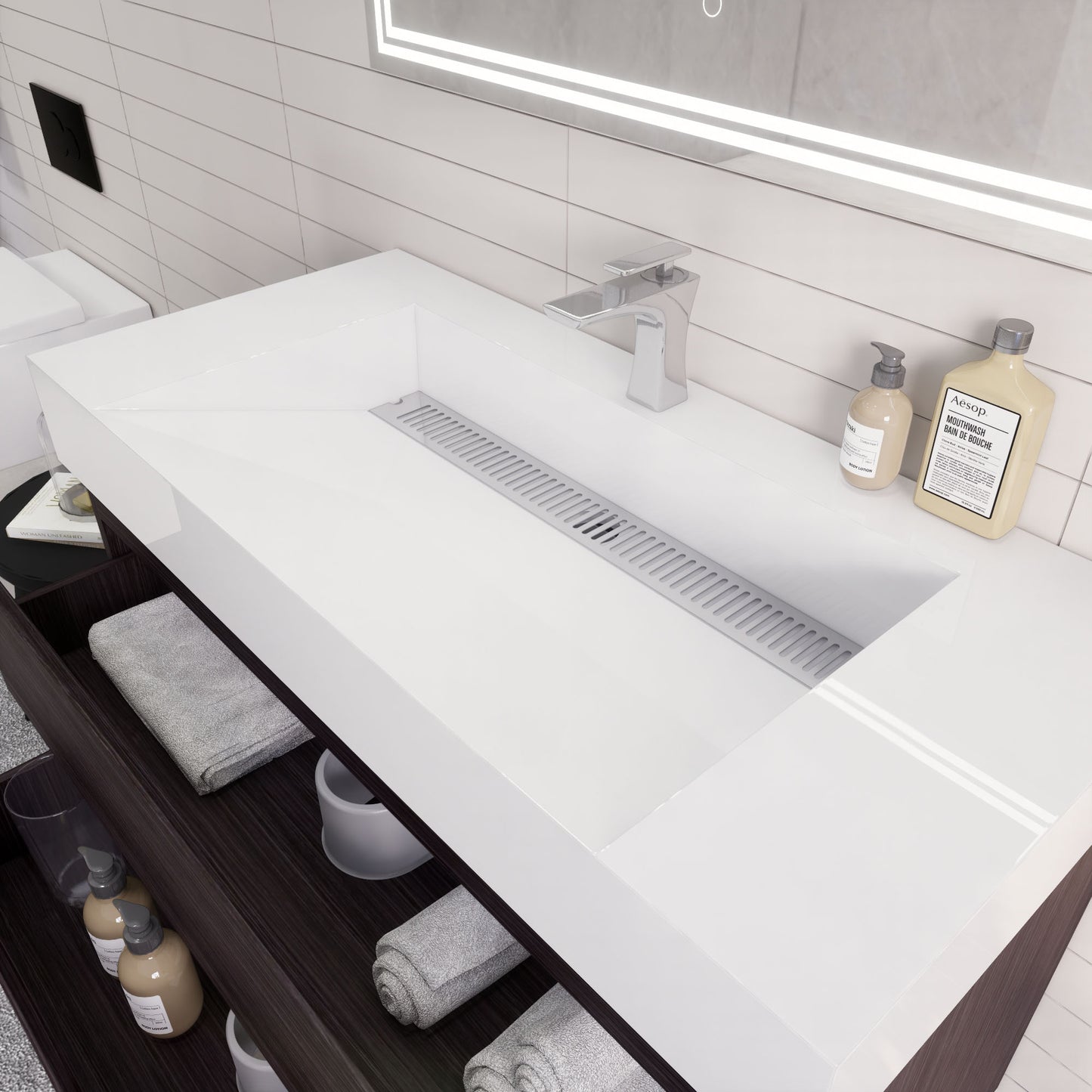 Monterey 42" Wall Mounted Bathroom Vanity with Reinforced Acrylic Integrated Sink Top