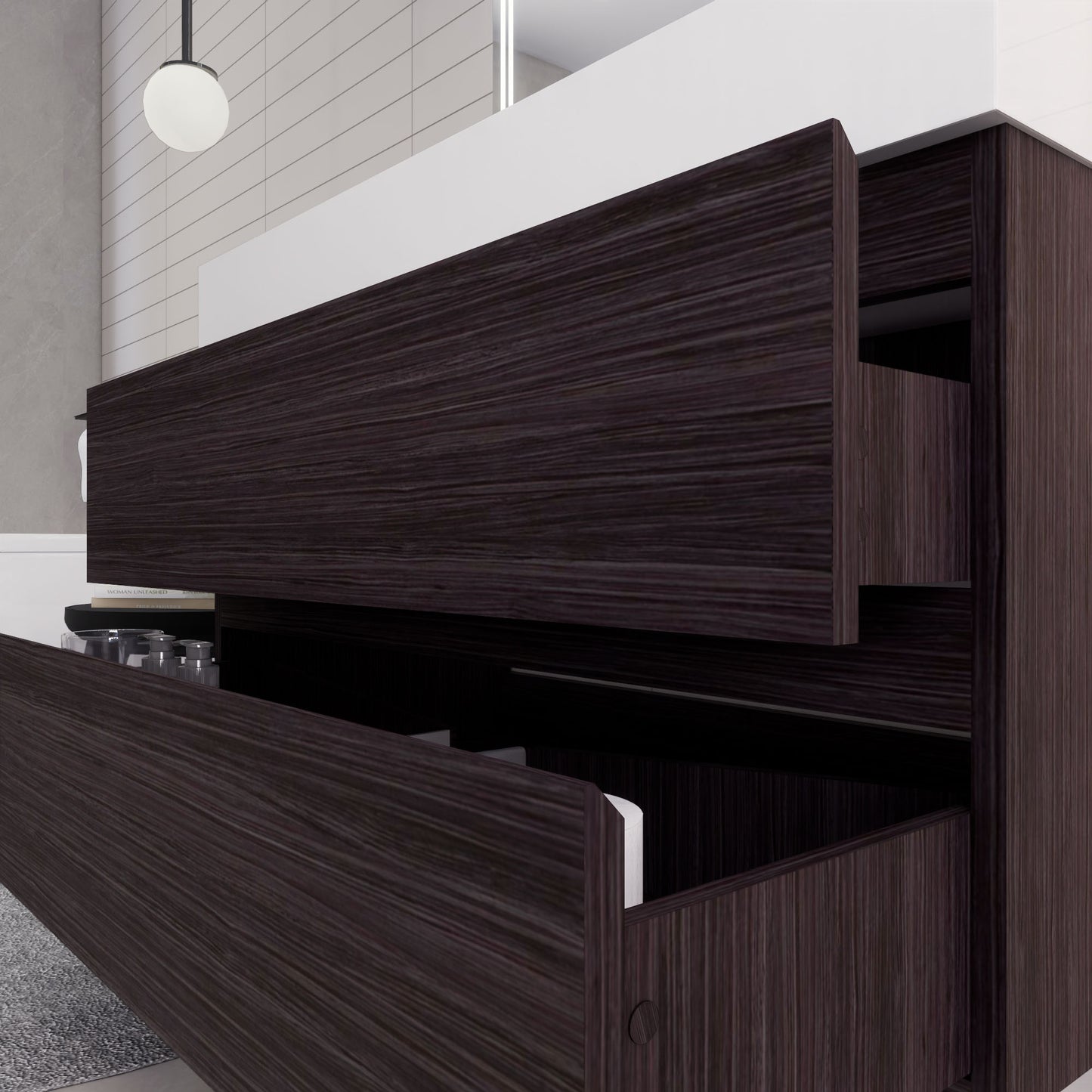 Monterey 42" Wall Mounted Bathroom Vanity with Reinforced Acrylic Integrated Sink Top