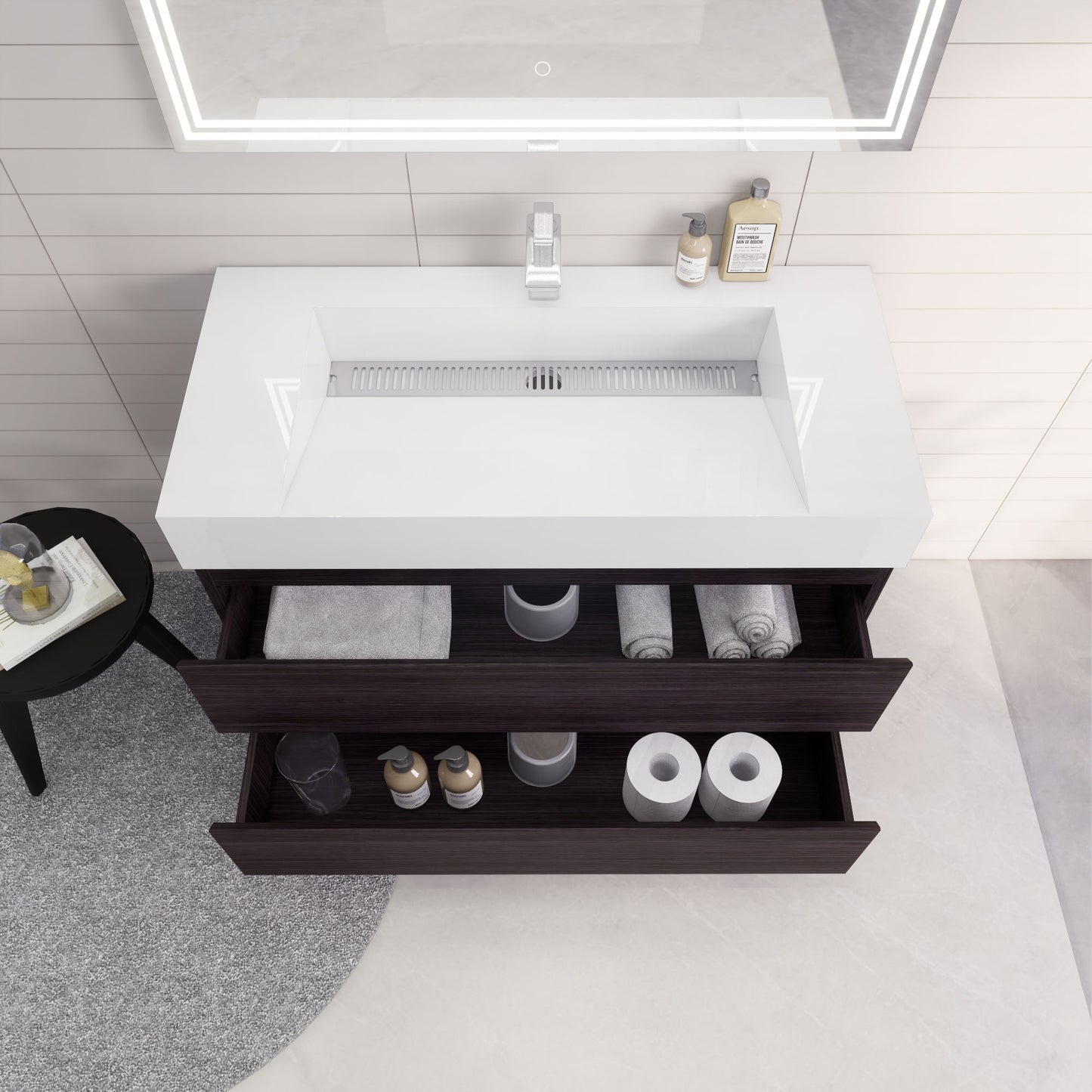 Monterey 42" Wall Mounted Bathroom Vanity with Reinforced Acrylic Integrated Sink Top