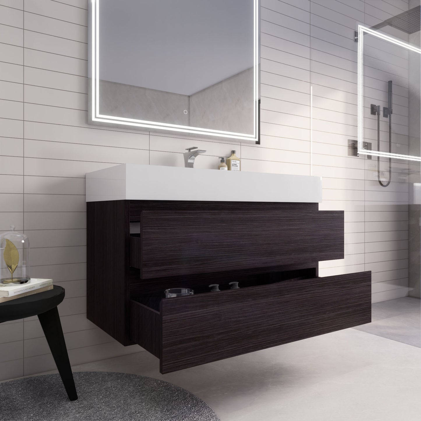 Monterey 42" Wall Mounted Bathroom Vanity with Reinforced Acrylic Integrated Sink Top