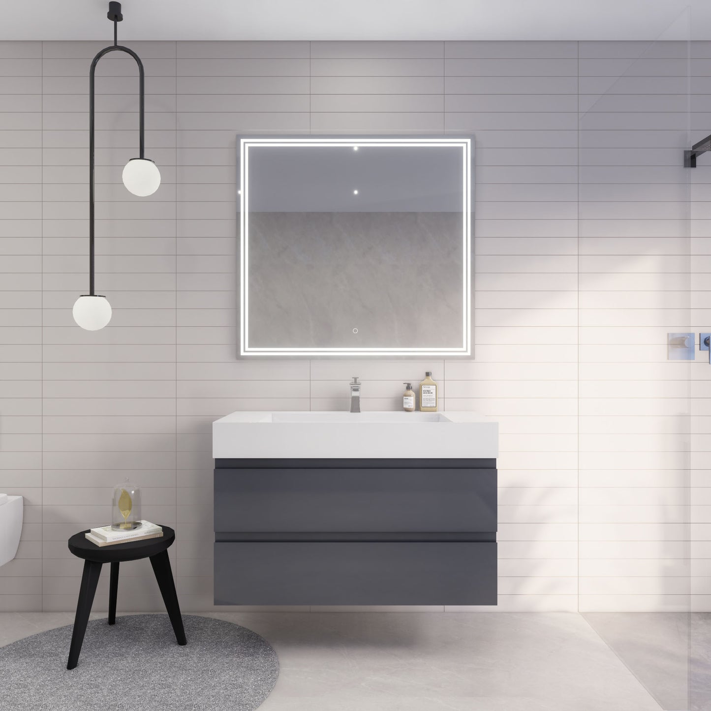 Monterey 42" Wall Mounted Bathroom Vanity with Reinforced Acrylic Integrated Sink Top