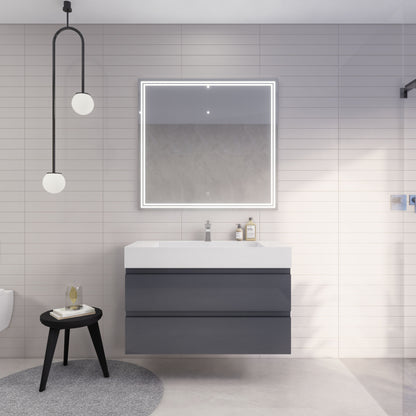 Monterey 42" Wall Mounted Bathroom Vanity with Reinforced Acrylic Integrated Sink Top
