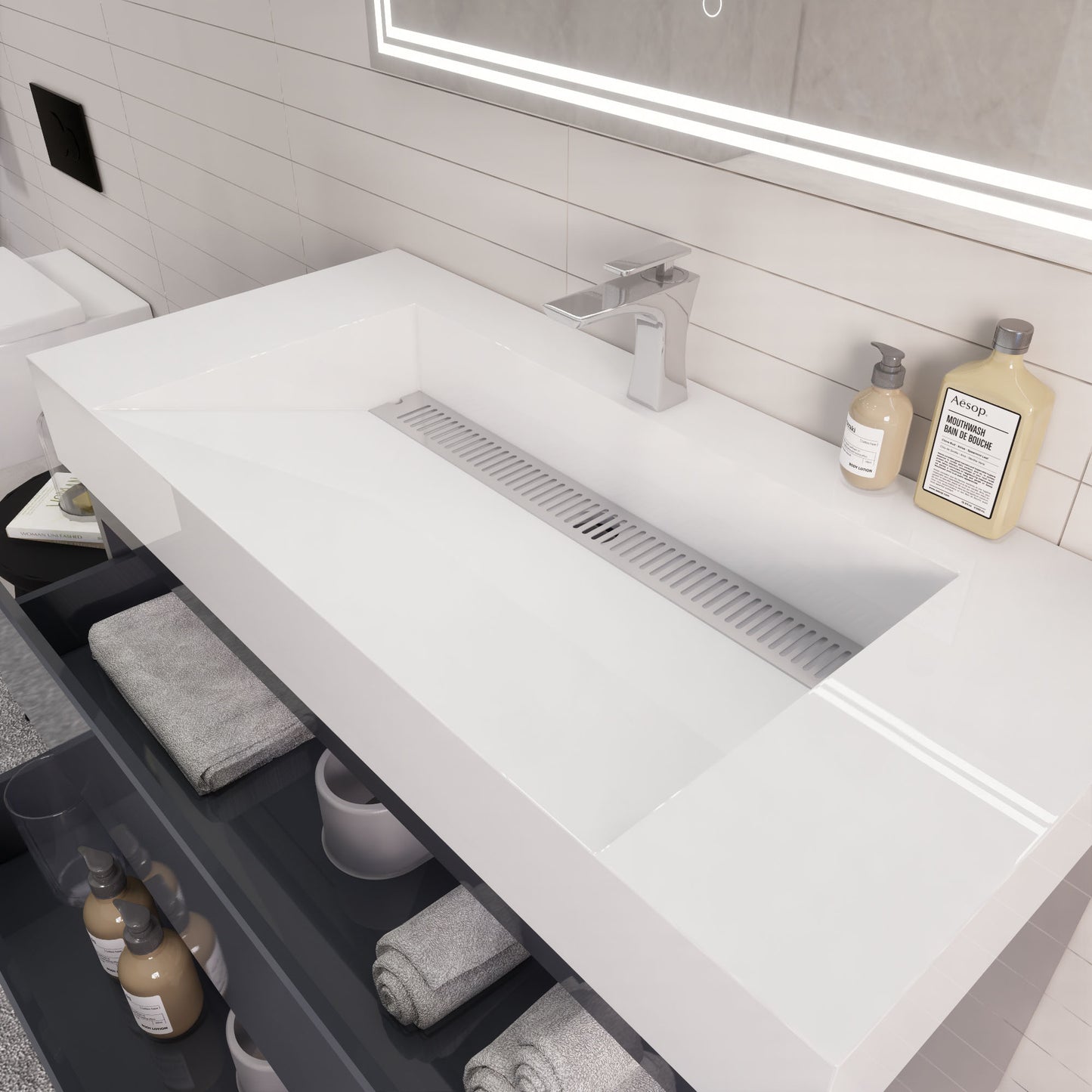 Monterey 42" Wall Mounted Bathroom Vanity with Reinforced Acrylic Integrated Sink Top