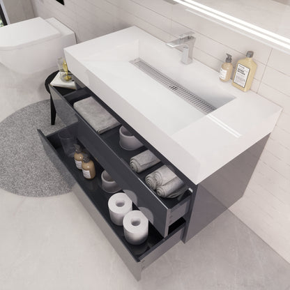 Monterey 42" Wall Mounted Bathroom Vanity with Reinforced Acrylic Integrated Sink Top