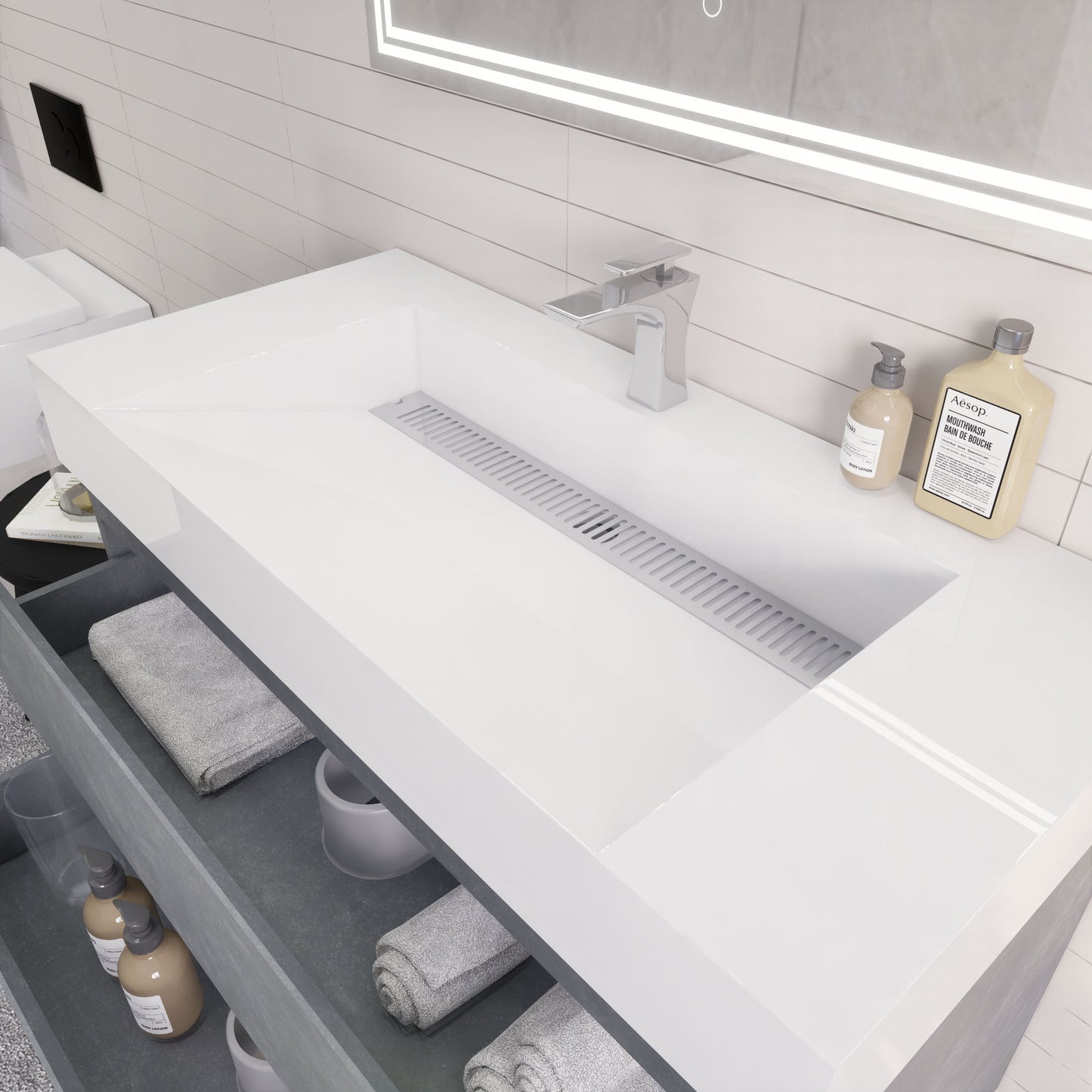 Monterey 42" Wall Mounted Bathroom Vanity with Reinforced Acrylic Integrated Sink Top
