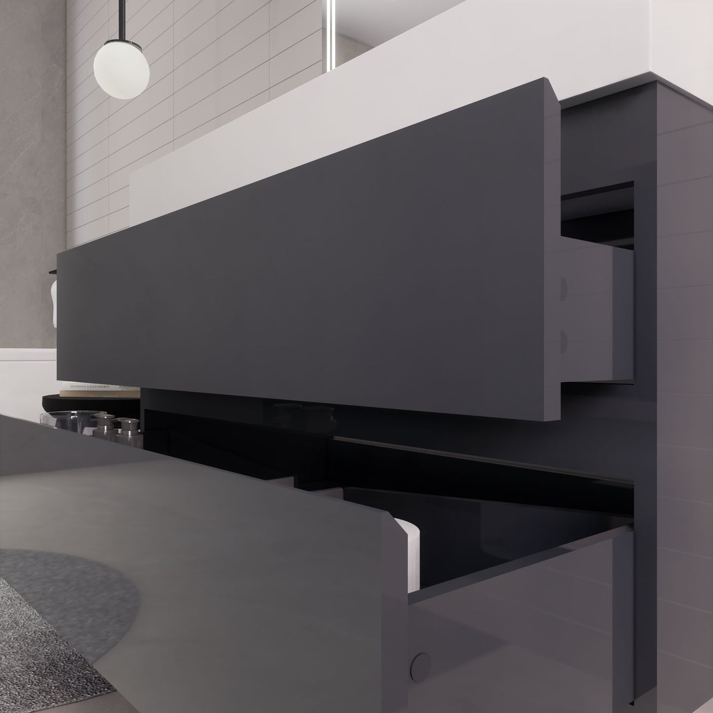 Monterey 42" Wall Mounted Bathroom Vanity with Reinforced Acrylic Integrated Sink Top