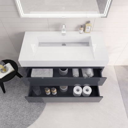 Monterey 42" Wall Mounted Bathroom Vanity with Reinforced Acrylic Integrated Sink Top