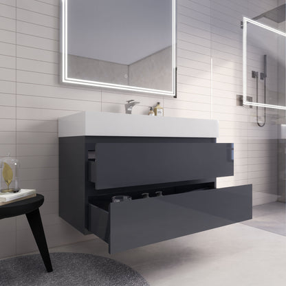 Monterey 42" Wall Mounted Bathroom Vanity with Reinforced Acrylic Integrated Sink Top