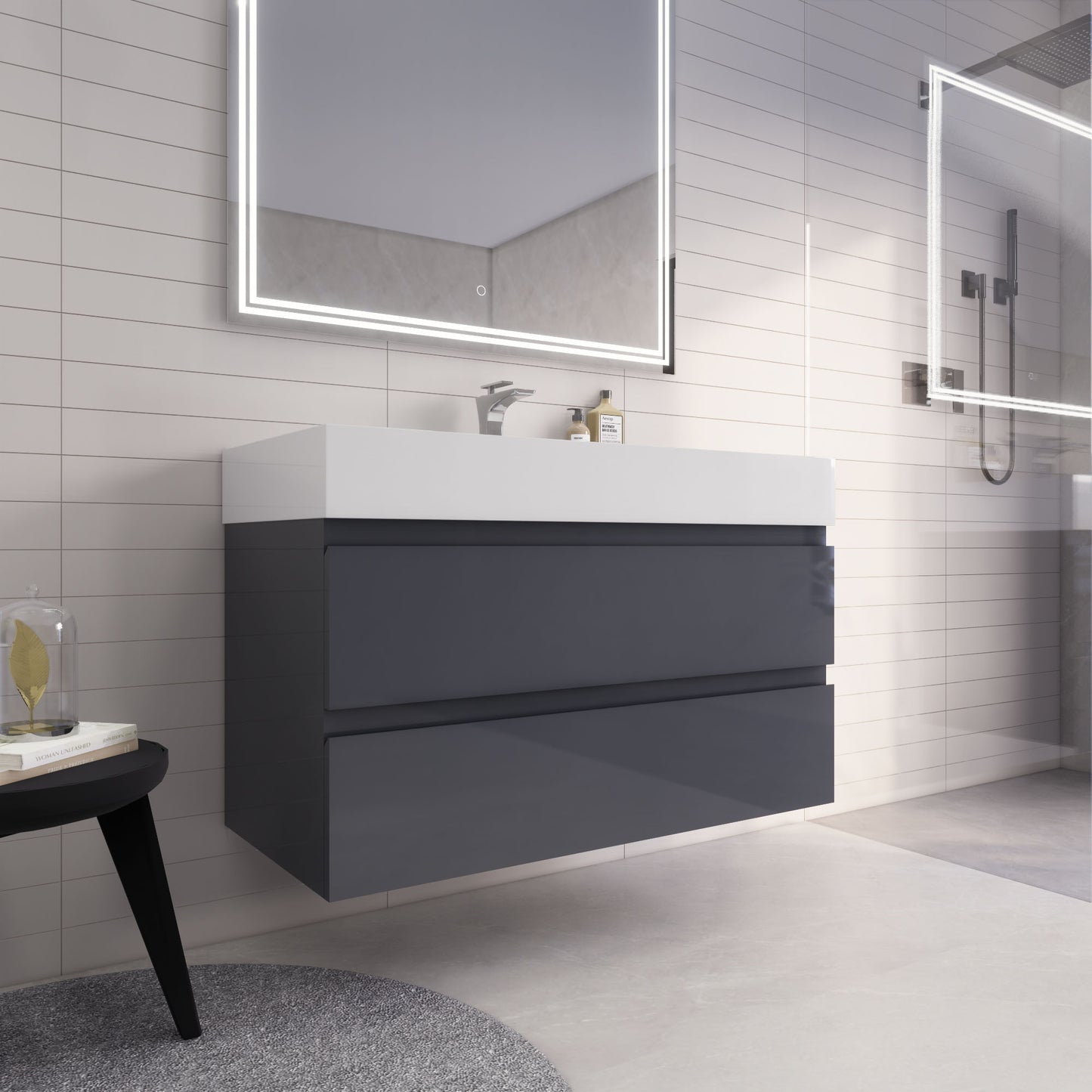 Monterey 42" Wall Mounted Bathroom Vanity with Reinforced Acrylic Integrated Sink Top