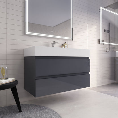 Monterey 42" Wall Mounted Bathroom Vanity with Reinforced Acrylic Integrated Sink Top