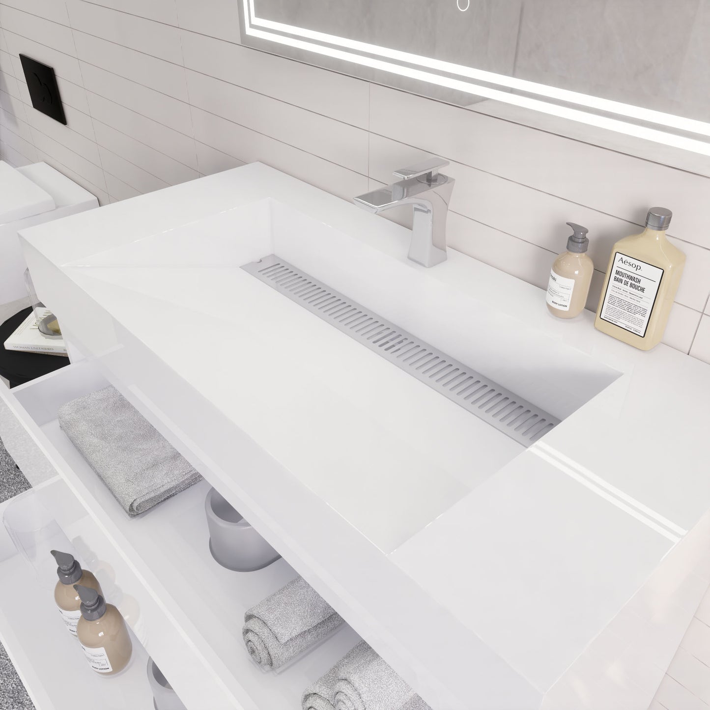 Monterey 42" Wall Mounted Bathroom Vanity with Reinforced Acrylic Integrated Sink Top
