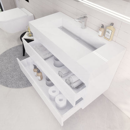Monterey 42" Wall Mounted Bathroom Vanity with Reinforced Acrylic Integrated Sink Top