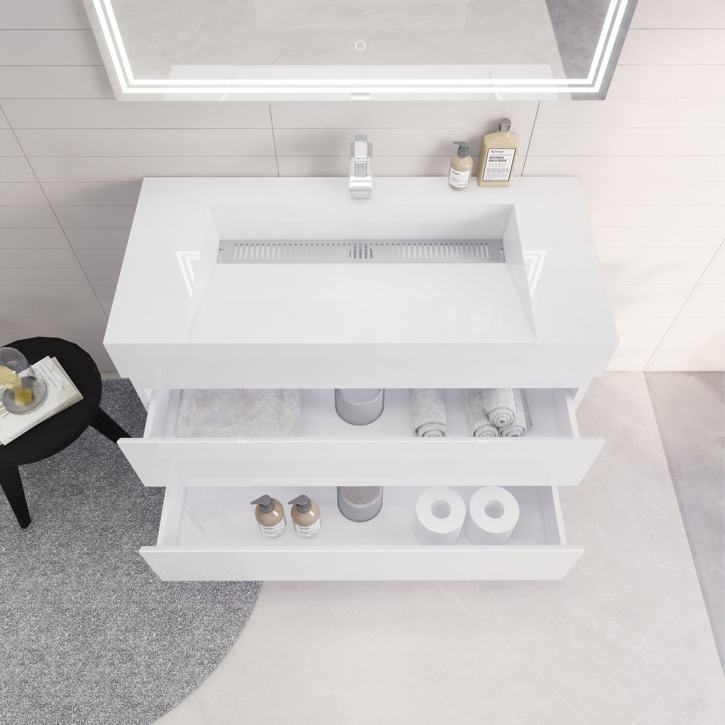 Monterey 42" Wall Mounted Bathroom Vanity with Reinforced Acrylic Integrated Sink Top
