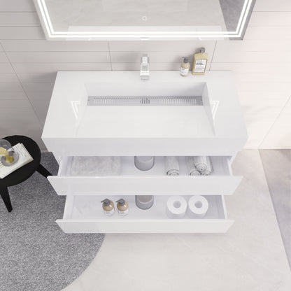 Monterey 42" Wall Mounted Bathroom Vanity with Reinforced Acrylic Integrated Sink Top
