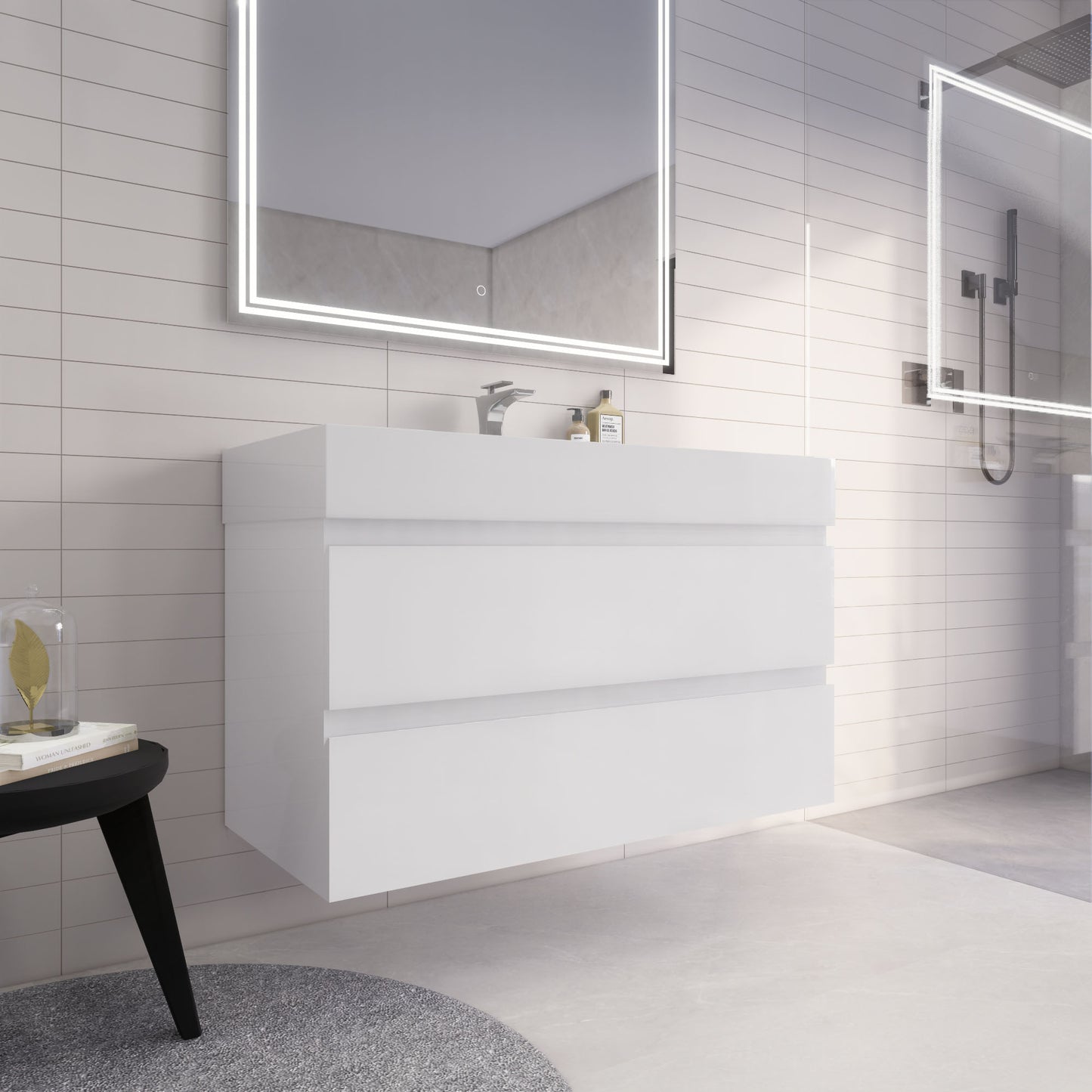 Monterey 42" Wall Mounted Bathroom Vanity with Reinforced Acrylic Integrated Sink Top