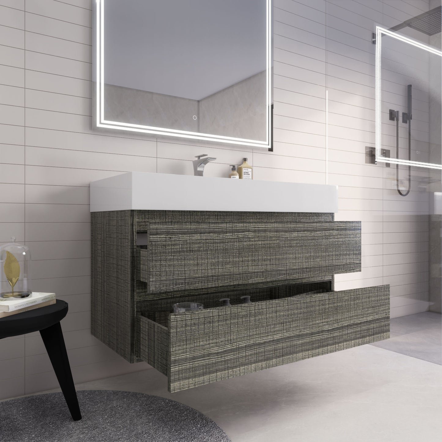 Monterey 42" Wall Mounted Bathroom Vanity with Reinforced Acrylic Integrated Sink Top