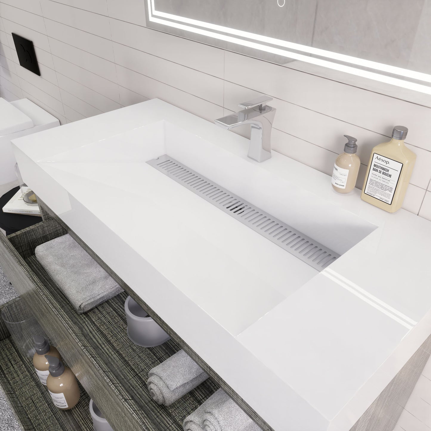 Monterey 42" Wall Mounted Bathroom Vanity with Reinforced Acrylic Integrated Sink Top