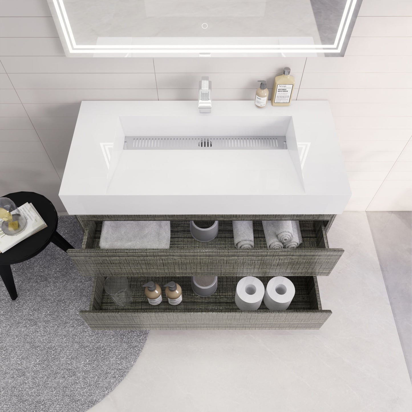 Monterey 42" Wall Mounted Bathroom Vanity with Reinforced Acrylic Integrated Sink Top