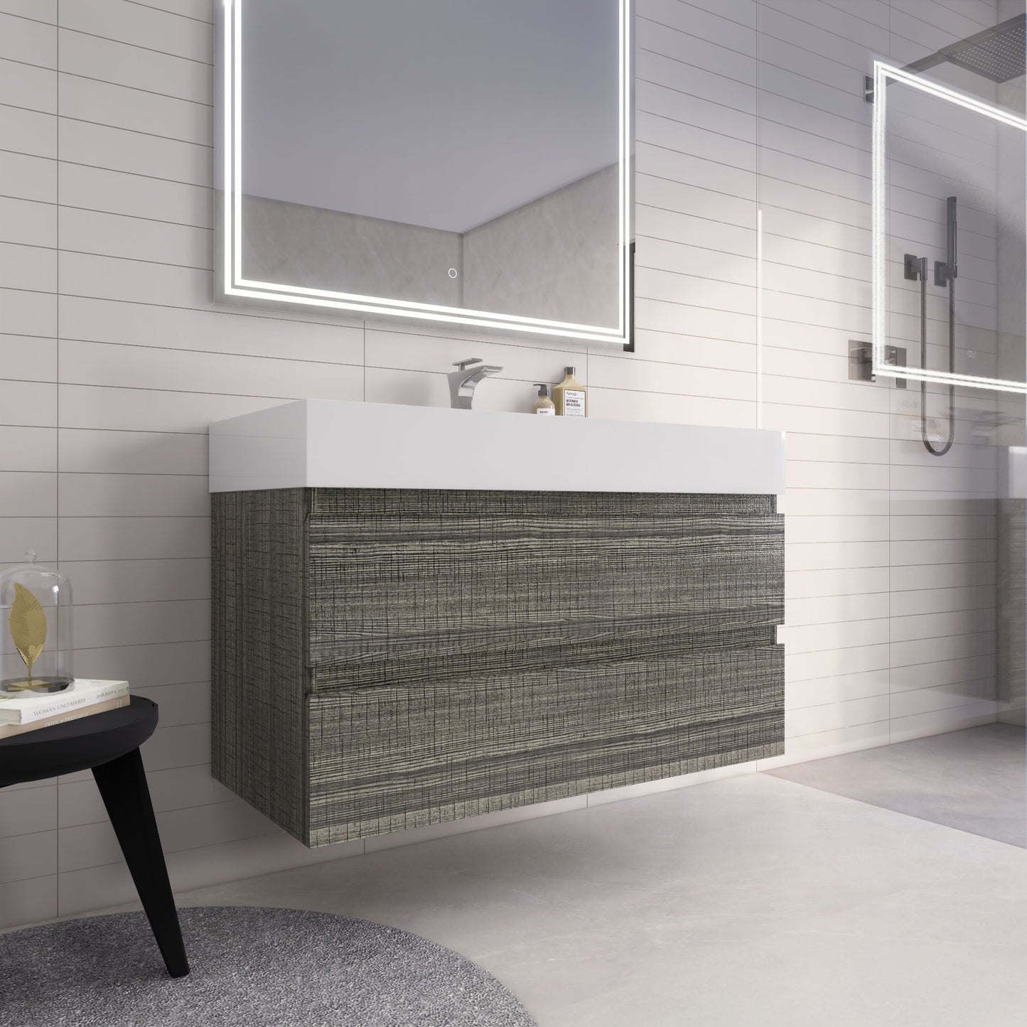 Monterey 42" Wall Mounted Bathroom Vanity with Reinforced Acrylic Integrated Sink Top