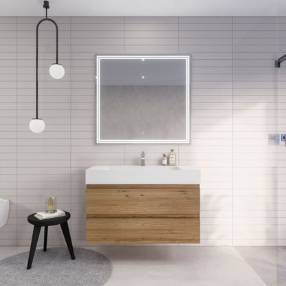 Monterey 42" Wall Mounted Bathroom Vanity with Reinforced Acrylic Integrated Sink Top