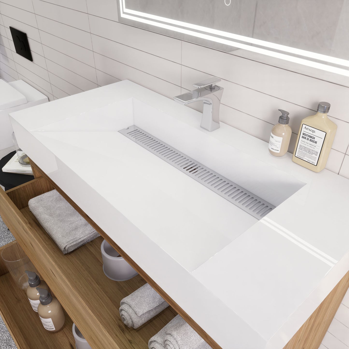 Monterey 42" Wall Mounted Bathroom Vanity with Reinforced Acrylic Integrated Sink Top