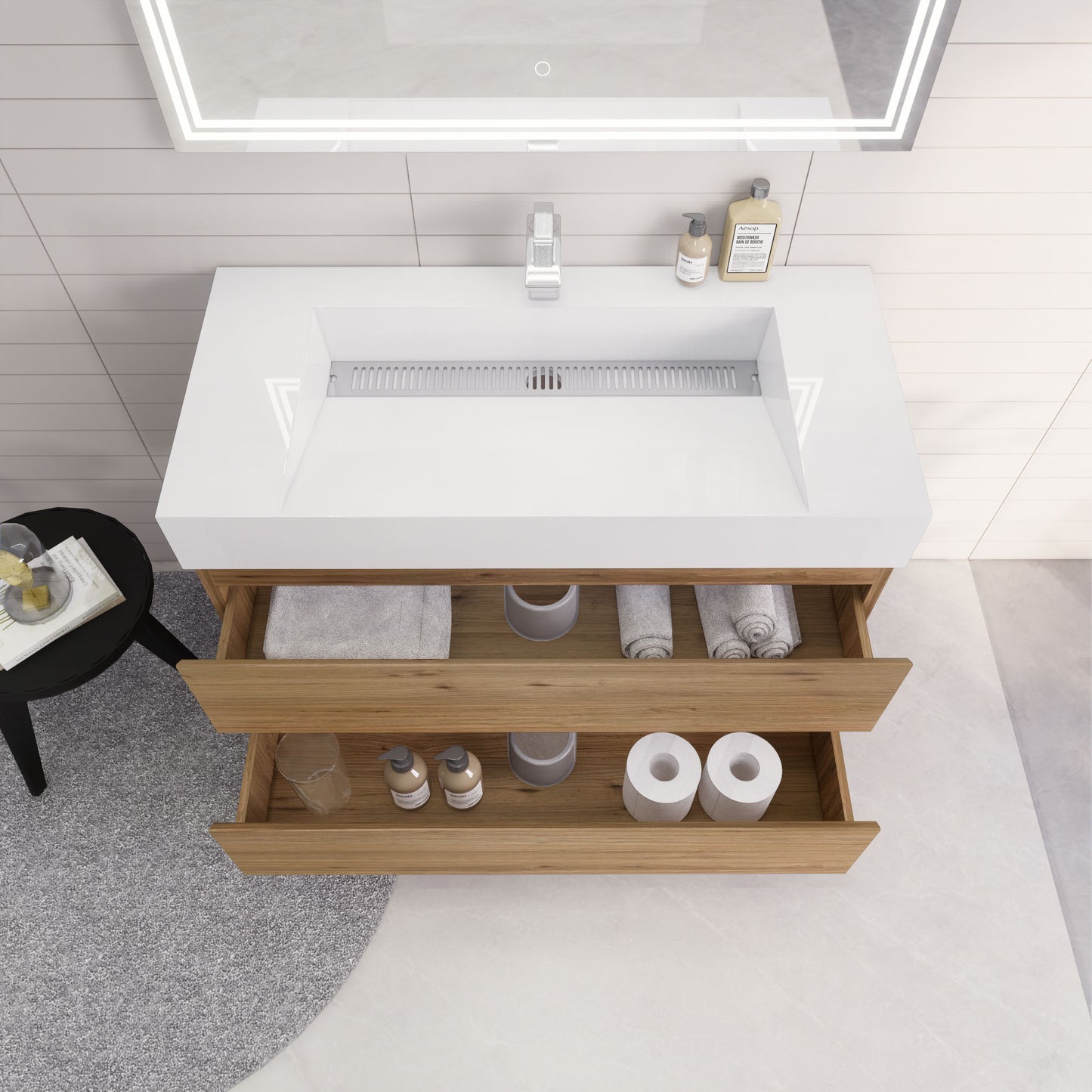 Monterey 42" Wall Mounted Bathroom Vanity with Reinforced Acrylic Integrated Sink Top