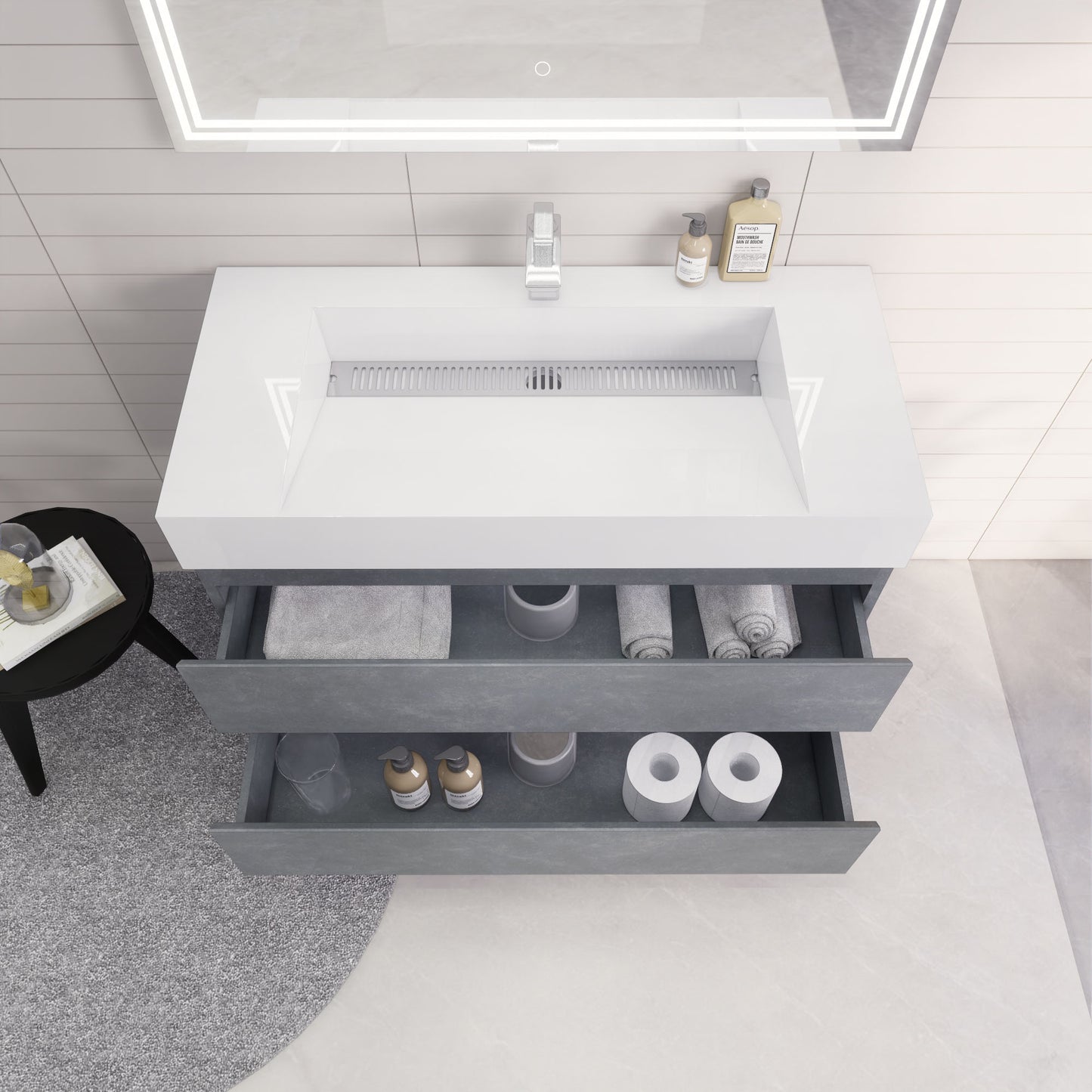 Monterey 42" Wall Mounted Bathroom Vanity with Reinforced Acrylic Integrated Sink Top