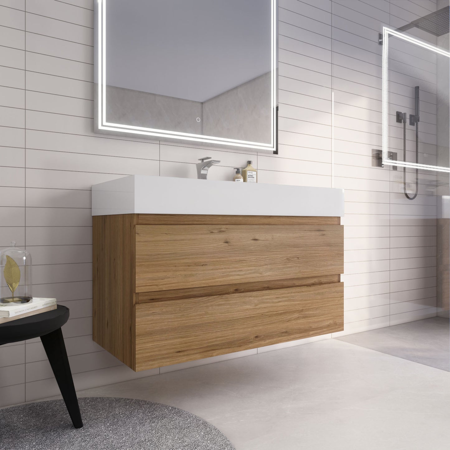 Monterey 42" Wall Mounted Bathroom Vanity with Reinforced Acrylic Integrated Sink Top