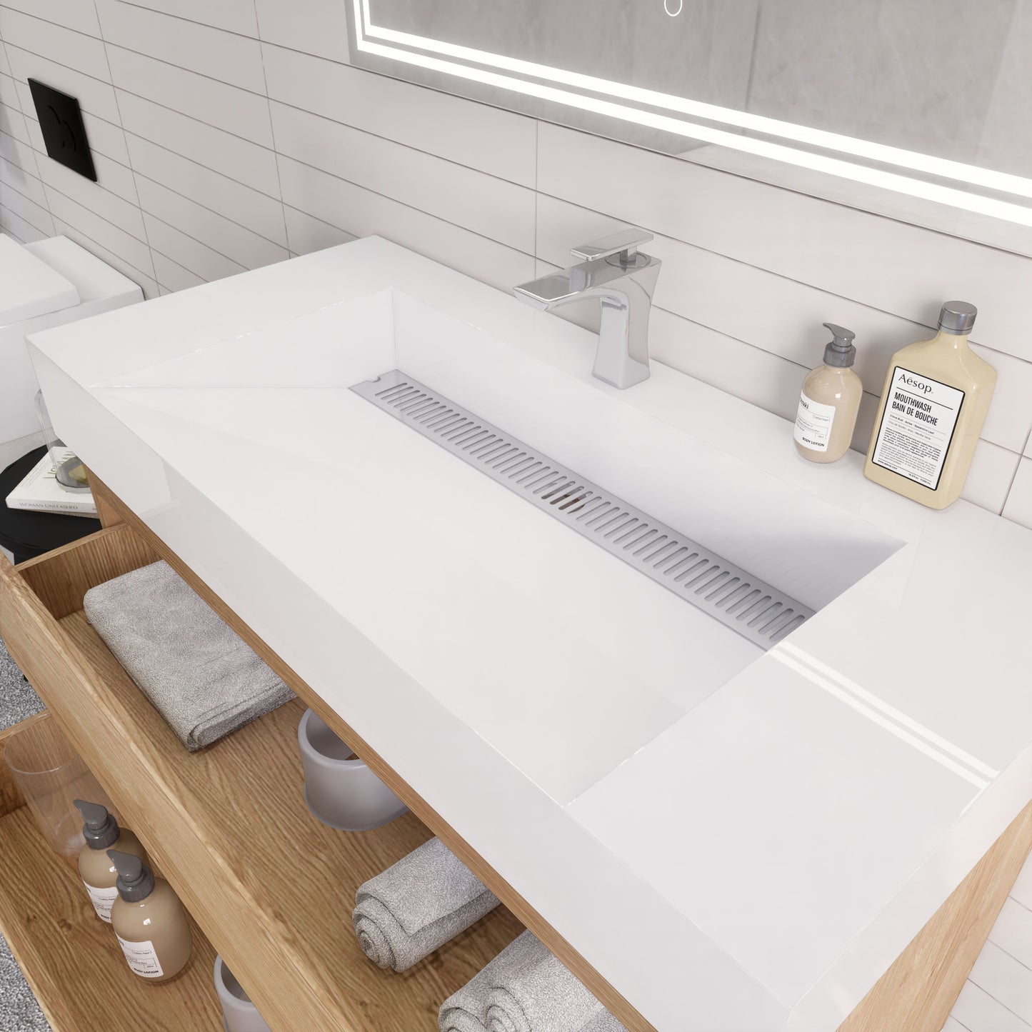 Monterey 42" Wall Mounted Bathroom Vanity with Reinforced Acrylic Integrated Sink Top