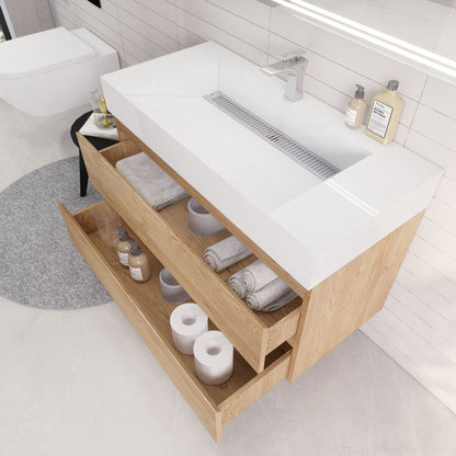 Monterey 42" Wall Mounted Bathroom Vanity with Reinforced Acrylic Integrated Sink Top