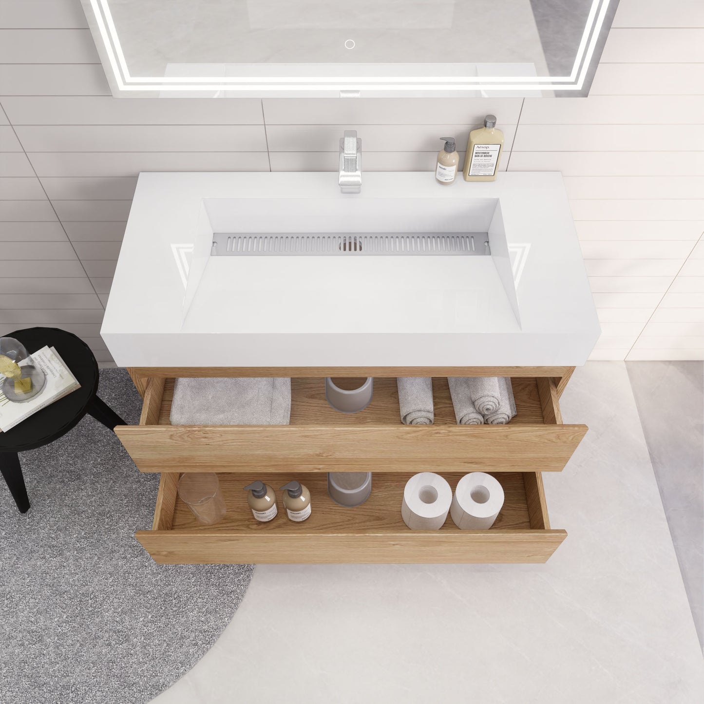 Monterey 42" Wall Mounted Bathroom Vanity with Reinforced Acrylic Integrated Sink Top