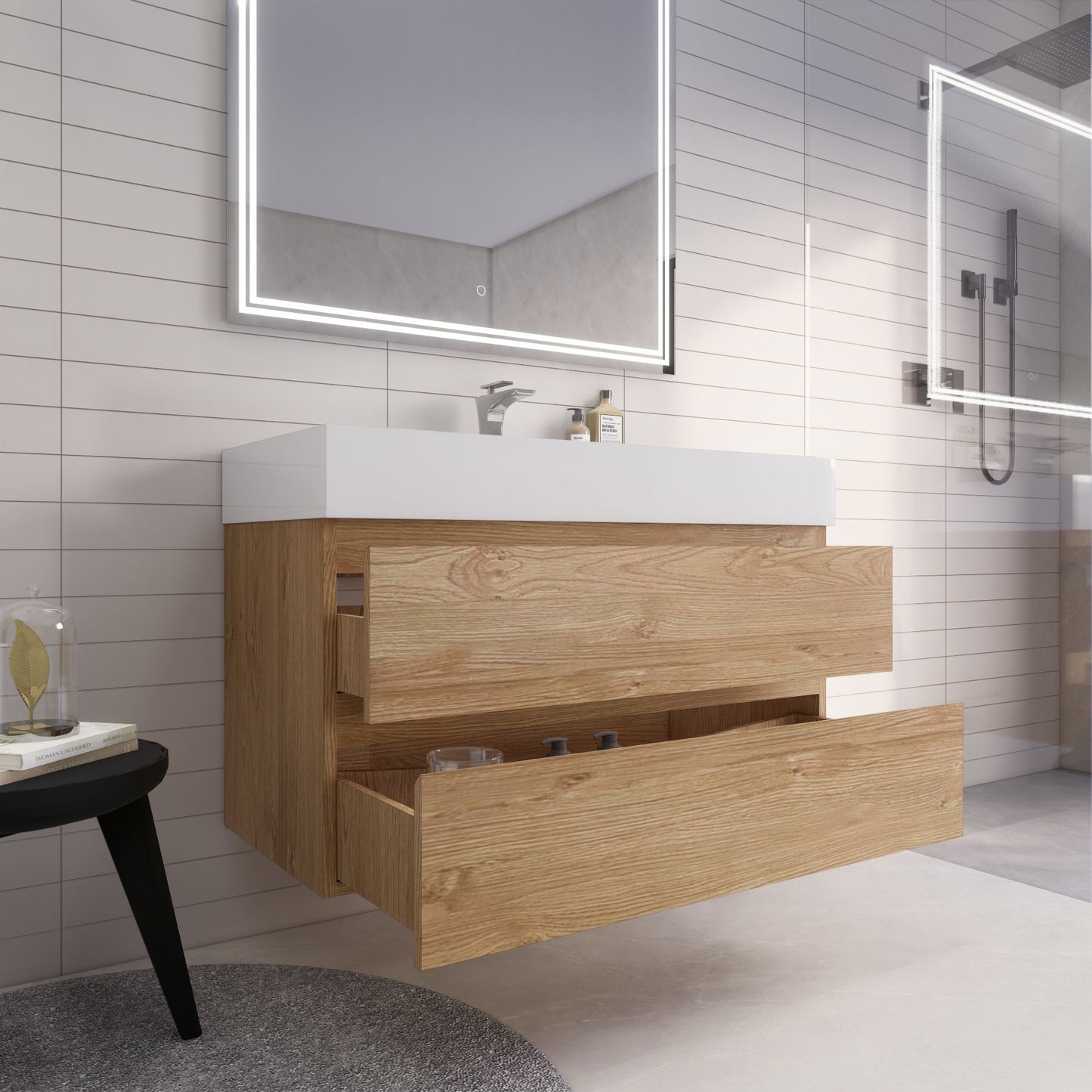 Monterey 42" Wall Mounted Bathroom Vanity with Reinforced Acrylic Integrated Sink Top