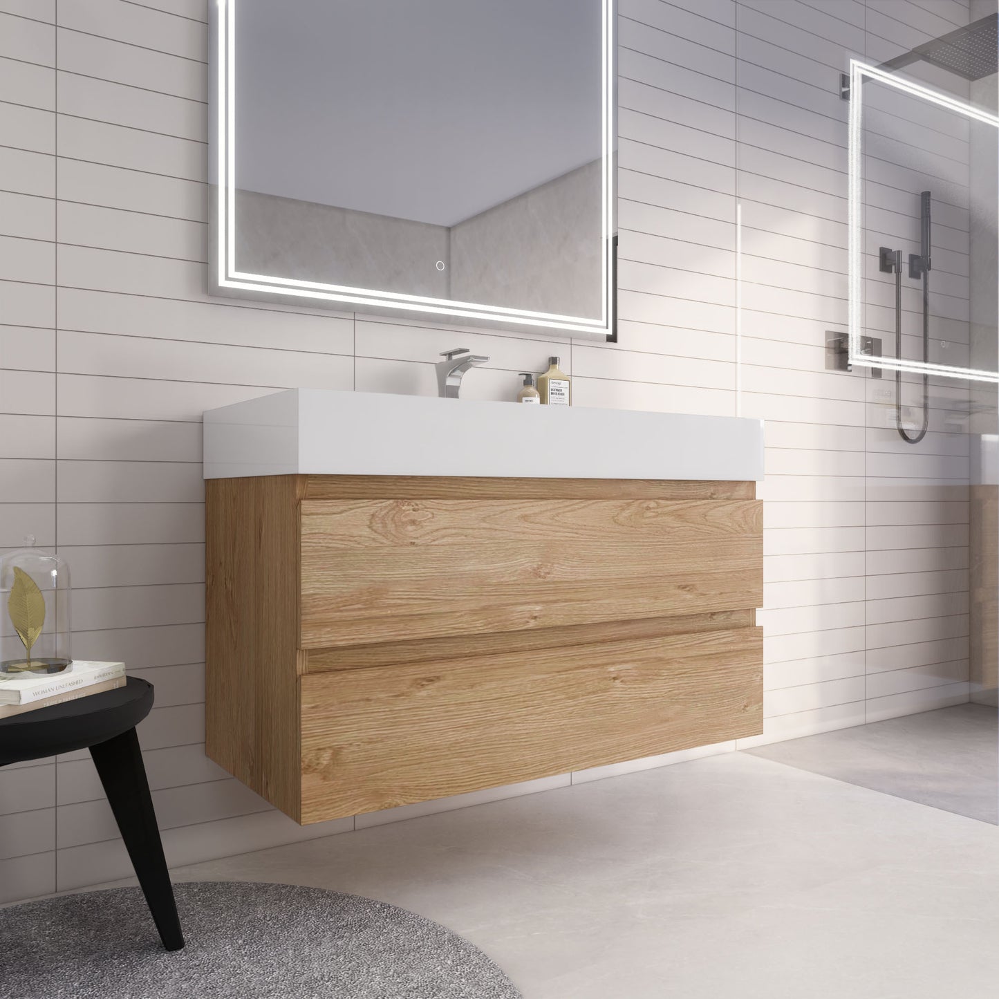 Monterey 42" Wall Mounted Bathroom Vanity with Reinforced Acrylic Integrated Sink Top