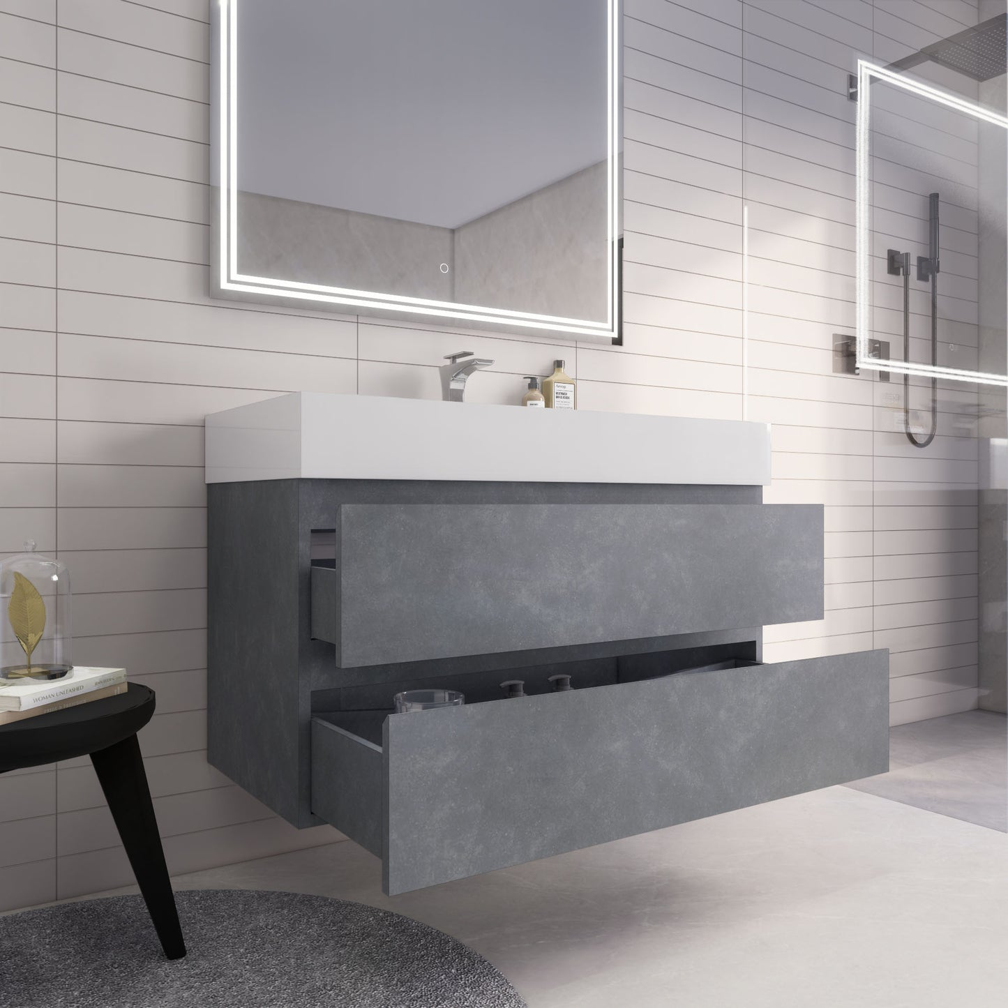 Monterey 42" Wall Mounted Bathroom Vanity with Reinforced Acrylic Integrated Sink Top