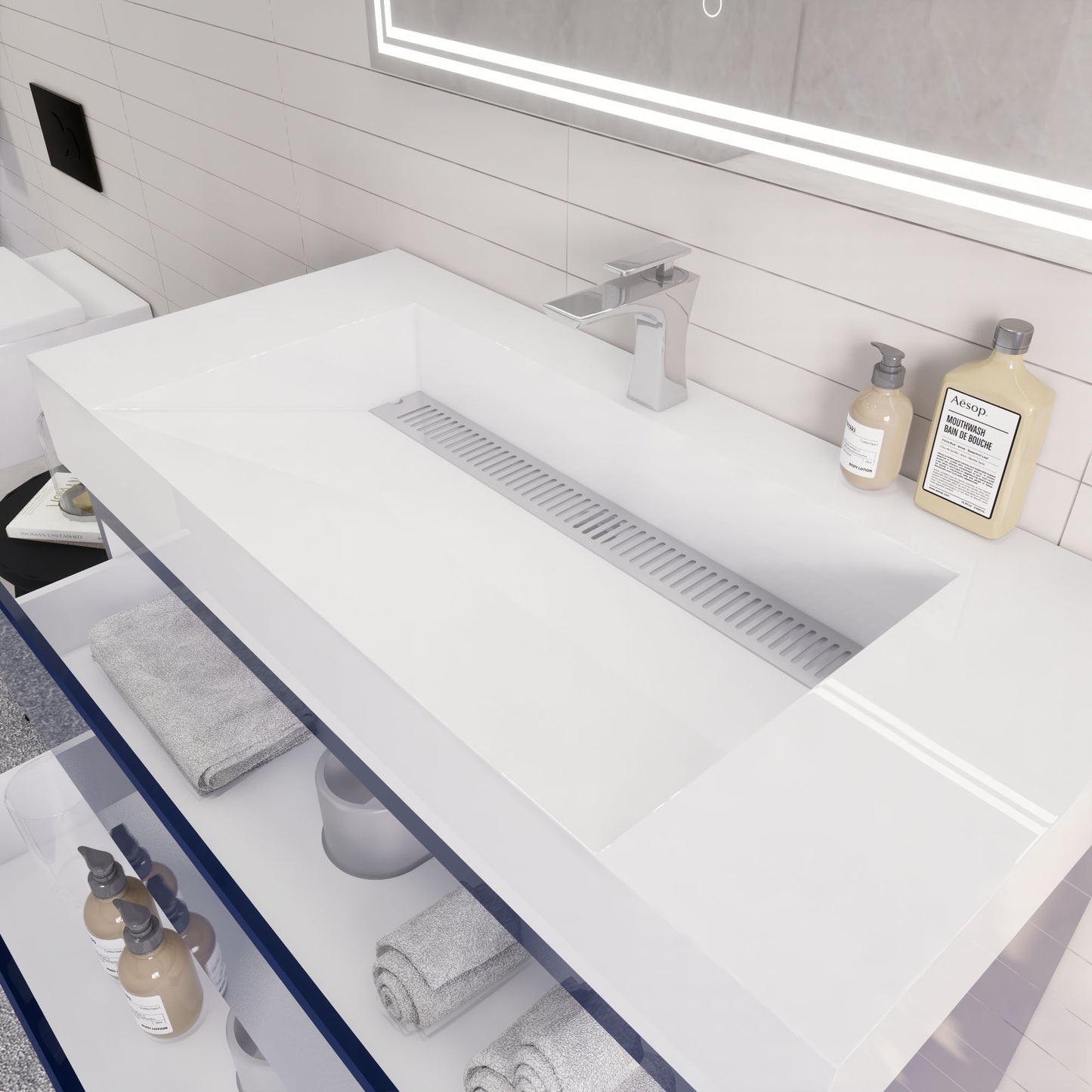 Monterey 42" Wall Mounted Bathroom Vanity with Reinforced Acrylic Integrated Sink Top